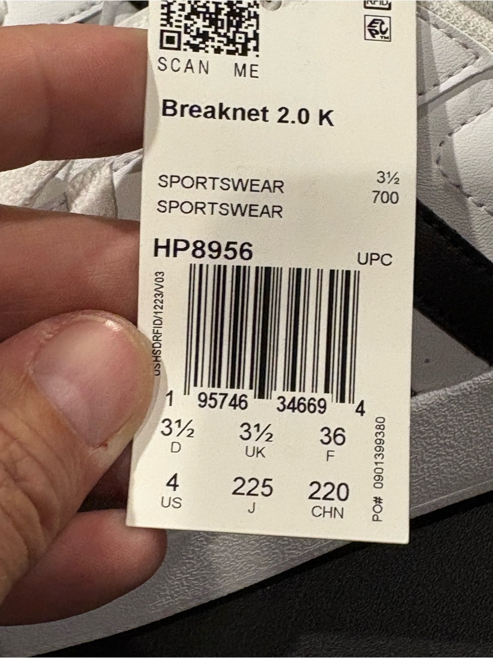 Adidas Breaknet 2.0 Kids White Tennis School Shoes Youth Size 4Y - Picture 8 of 10